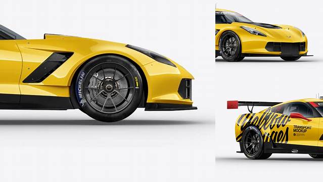 8842+ Chevrolet Corvette C7R PSD Mockup Side View Premium Mockup Freebie