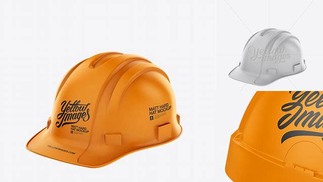 8842+ Matte Hard Hat PSD Mockup Halfside View Advanced Editable Template Free