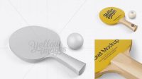 8845+ Matte Ping Pong Paddle with Ball Half Side View High-Angle Shot Free Graphic Design Resource