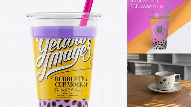 8845+ Taro Bubble Tea Cup PSD Mockup Smart Object PSD Free Resource