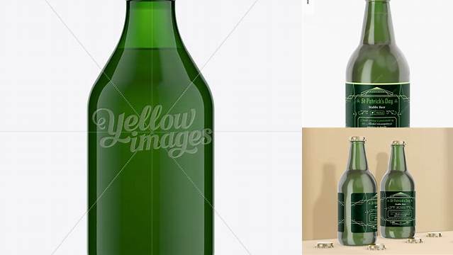 8848+ 330ml Stubby Green Handy Bottle PSD Mockup Customizable Layered Design PSD