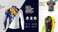 8848+ Men's Full-Zip Cycling Jersey PSD Mockup Front View Editable Photoshop Free Mockup