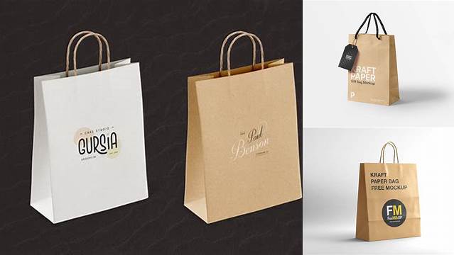 885+ Kraft Bag with Label PSD Mockup Front View High-Quality Design Free PSD