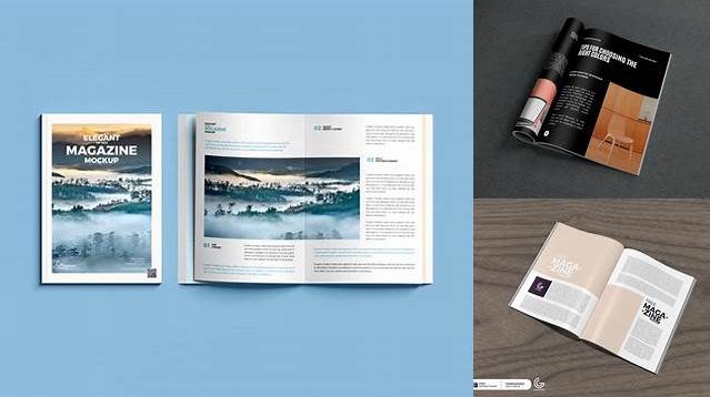 8852+ Opened Textured Magazine PSD Mockup Top View Free Editable Photoshop Template