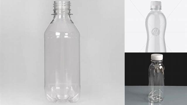 8859+ 330ml PET Clear Bottle with Drink & Shrink Sleeve PSD Mockup Download Now High-Quality PSD Template