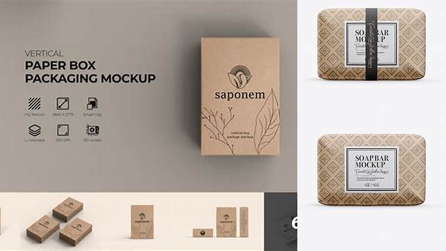 8861+ Kraft Soap Package PSD Mockup Front View Download Free Premium Design PSD