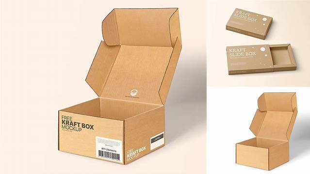 8862+ Kraft Box PSD Mockup Front View Digital Photoshop Free Mockup