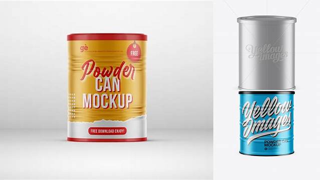 8863+ Matte Metallic Powder Can PSD Mockup Stylish PSD for Free