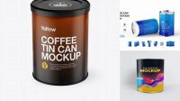 8863+ Tin Can PSD Mockup Front View High-Angle Shot Download Professional PSD