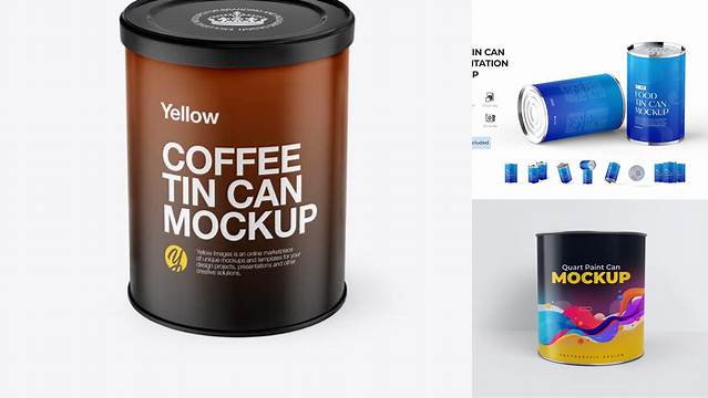 8863+ Tin Can PSD Mockup Front View High-Angle Shot Download Professional PSD