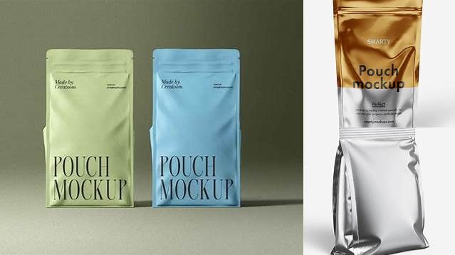 8865+ Matte Metallic Pouch PSD Mockup Front View Free PSD for Designers