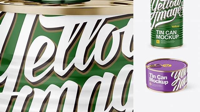 8865+ Matte Tin Can With Pull Tab PSD Mockup High-Angle Shot Smart Layer PSD