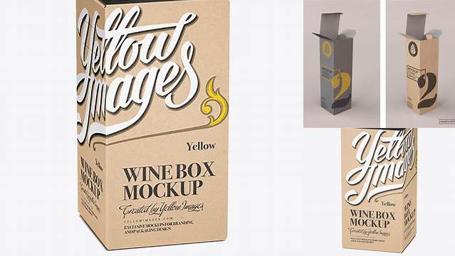 8867+ Kraft Paper Wine Box PSD Mockup 25° Angle High-Angle Shot Professional Quality Freebie PSD File