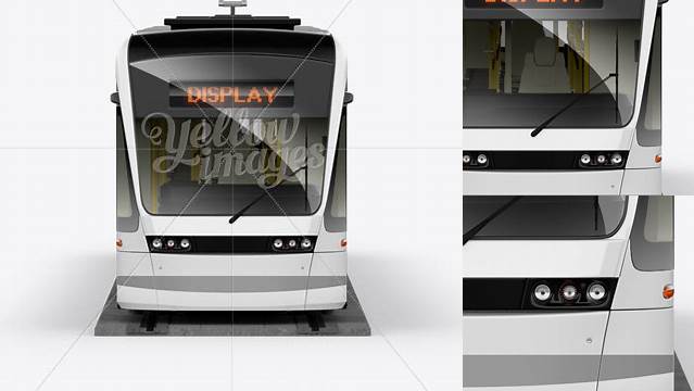 8870+ Light Rail Train Bybanen PSD Mockup Front View Digital Download