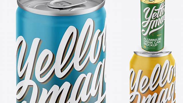 8871+ 1L Matte Aluminium Can PSD Mockup High Angle Versatile PSD Mockup File