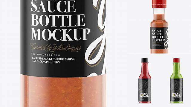 8874+ 125ml Salsa Sauce Bottle PSD Mockup Premium Free Mockup PSD