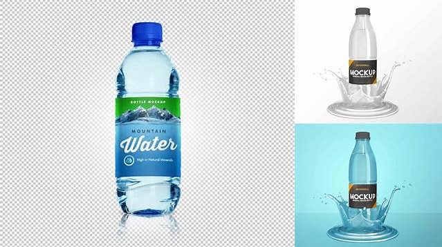 8876+ Glossy Water Bottle PSD Mockup Front View Free Downloadable Graphic Resource