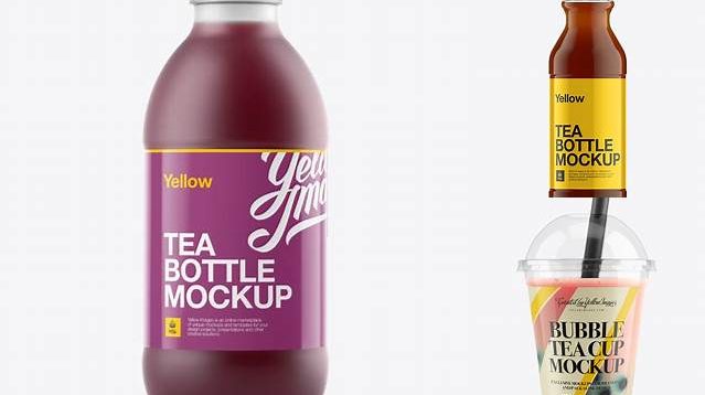 8878+ Frosted Bottle with Berry Tea PSD Mockup High-Resolution PSD Download