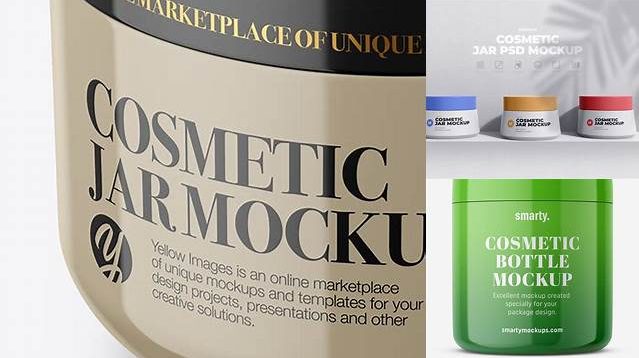 8878+ Glossy Cosmetic Jar PSD Mockup High-Angle Shot Smart Editable Design Mockup