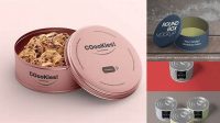 8878+ Round Paper Tin Box PSD Mockup Custom PSD Mockup Template