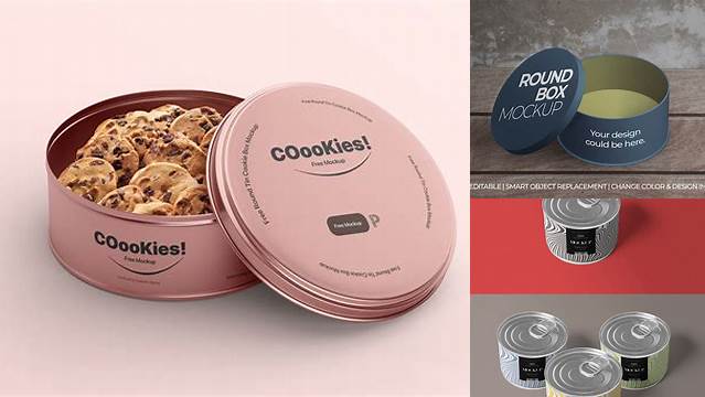 8878+ Round Paper Tin Box PSD Mockup Custom PSD Mockup Template