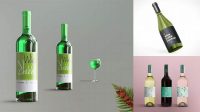 8880+ Green Glass Wine Bottle and Tube PSD Mockup Editable Photoshop Free Mockup