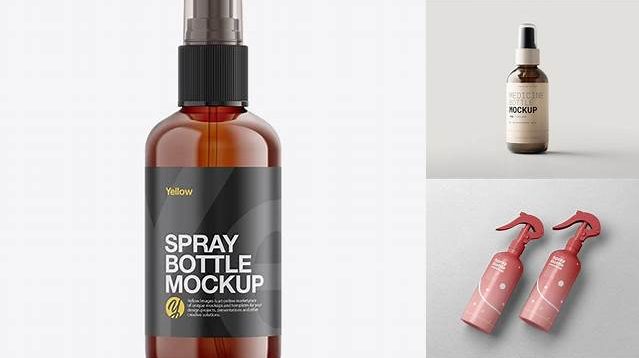 8891+ Amber Spray Bottle PSD Mockup Front View Free PSD Mockup Resource