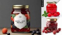 8891+ Clear Glass Jar with Raspberry Jam PSD Mockup Exclusive Editable PSD File