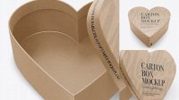 8895+ Heart Shaped Kraft Box PSD Mockup High Angle View Elegant Photoshop Mockup