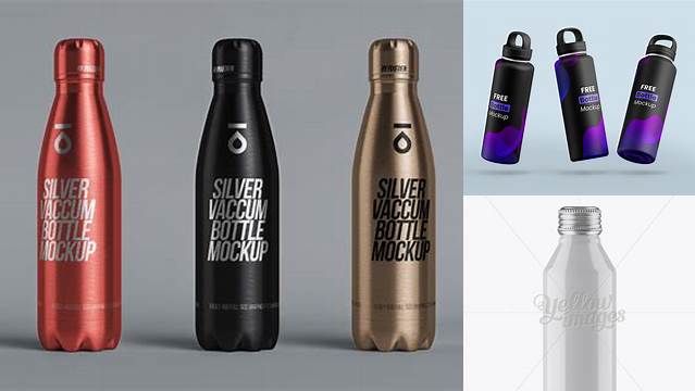 8897+ Glossy Drink Bottle With Metal Cap PSD Mockup Elegant and Stylish Free PSD