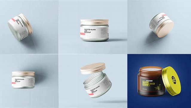 8902+ Opened Frosted Glass Cosmetic Jar with Wooden Cap PSD Mockup Exclusive Free Photoshop Mockup