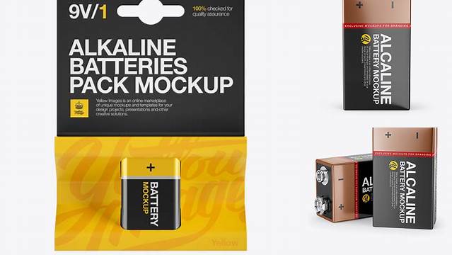 8907+ 9V Battery Front View Elegant PSD Mockup