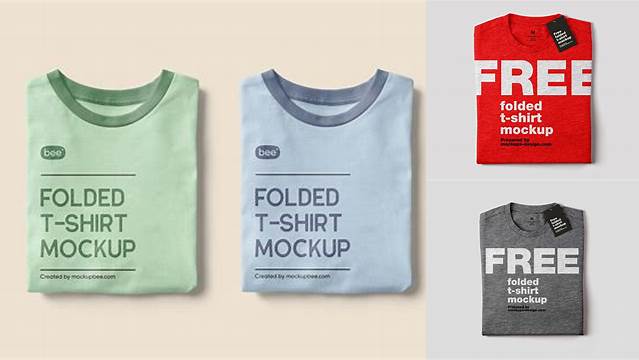 891+ Folded T-Shirt PSD Mockup Half SIde View Fully Layered PSD Freebie