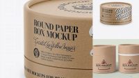 8911+ Kraft Paper Round Box PSD Mockup Front View Smart Object-Based PSD Template Free