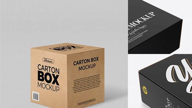 8911+ Matte Carton Box PSD Mockup Half Side View High-Angle Shot Premium Mockup Freebie