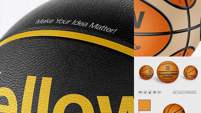 8912+ Leather Basketball Ball PSD Mockup Half Side View Digital Resource Free Download