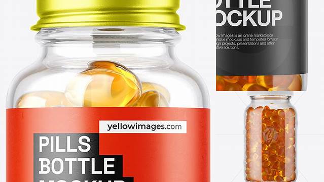 8913+ Clear Glass Fish Oil Bottle PSD Mockup Stylish Free PSD