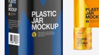 8913+ Plastic Jar in Glossy Shrink Sleeve PSD Mockup Half Side View Free PSD