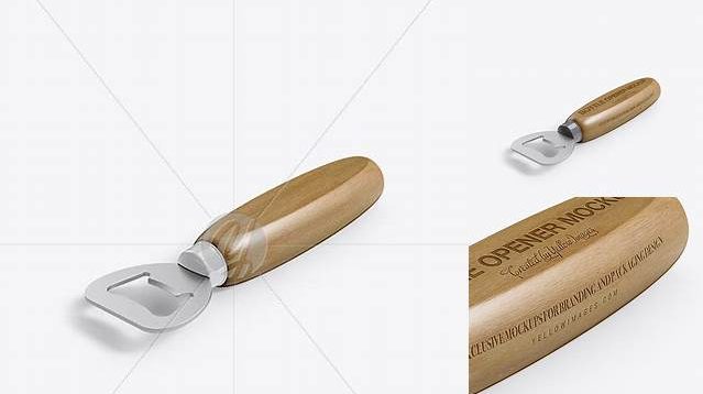 8915+ Bottle Opener with Wooden Grip PSD Mockup Half Side View Custom Graphic Resource Free Download