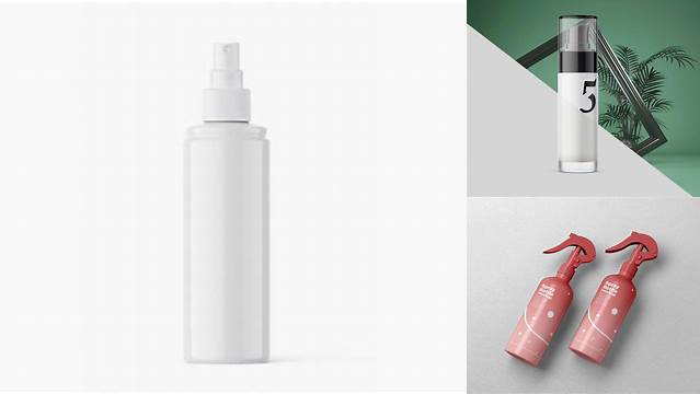 8915+ Glossy Spray Bottle PSD Mockup Halfside View Exclusive Free Photoshop Mockup