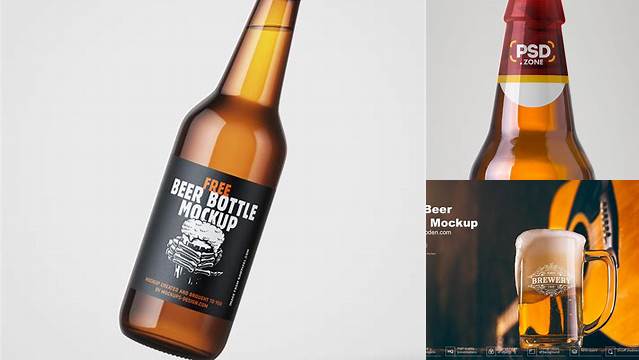 8916+ Clear Glass Beer Bottle with Handle PSD Mockup Custom Mockup PSD for Free