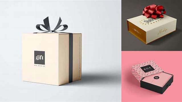 8917+ Glossy Gift Box PSD Mockup Front View Elegant and Versatile PSD Resource