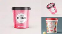 8918+ Glossy Ice Cream Round Box PSD Mockup Customizable PSD Templates