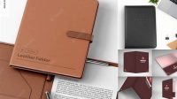 8919+ Leather Folder with Papers PSD Mockup Free Creative Design