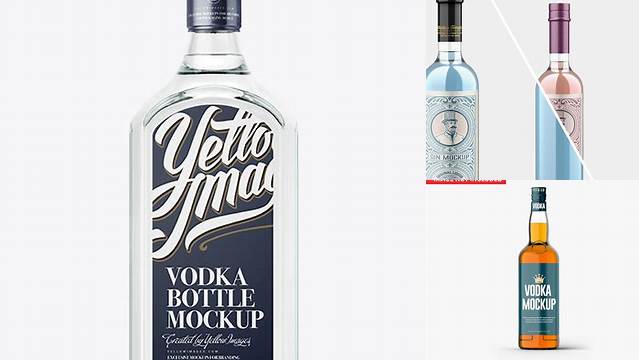 892+ Square Clear Glass Bottle With Vodka PSD Mockup Download Professional PSD