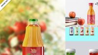 8922+ Red Apple Juice Bottle PSD Mockup Exclusive Free Photoshop Mockup