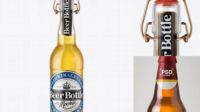 8926+ 500ml Lager Beer Bottle With Swing Top PSD Mockup Free PSD for Creatives