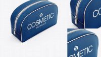 8931+ Textured Cosmetic Bag Half Side View High-Angle Shot Layered PSD for Easy Editing