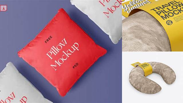 8931+ Velvet Travel Pillow PSD Mockup Half Side View Customizable PSD Templates