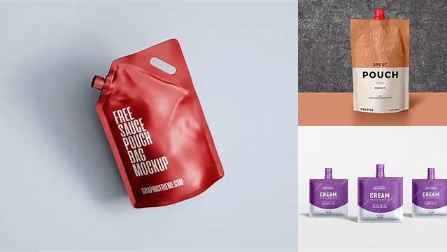 8932+ Glossy Pouch with Spout PSD Mockup Download Free Premium Design PSD